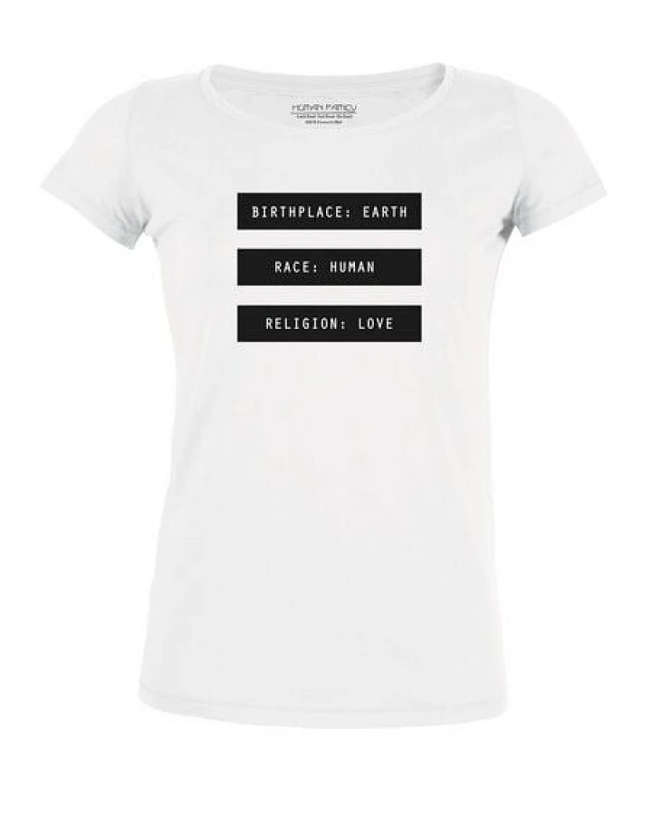 Human Family Damen Bio T-Shirt "Desires - Human Passport" in weiss