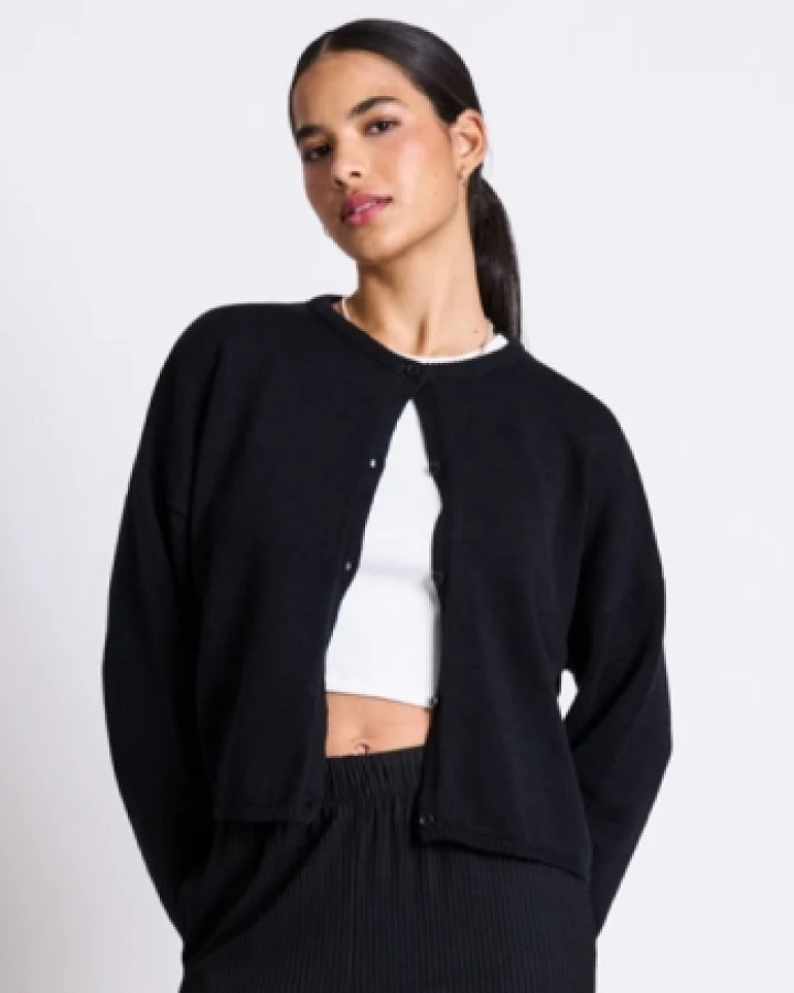 JAN 'N JUNE Damen vegan Leichte Strickjacke Asas Schwarz
