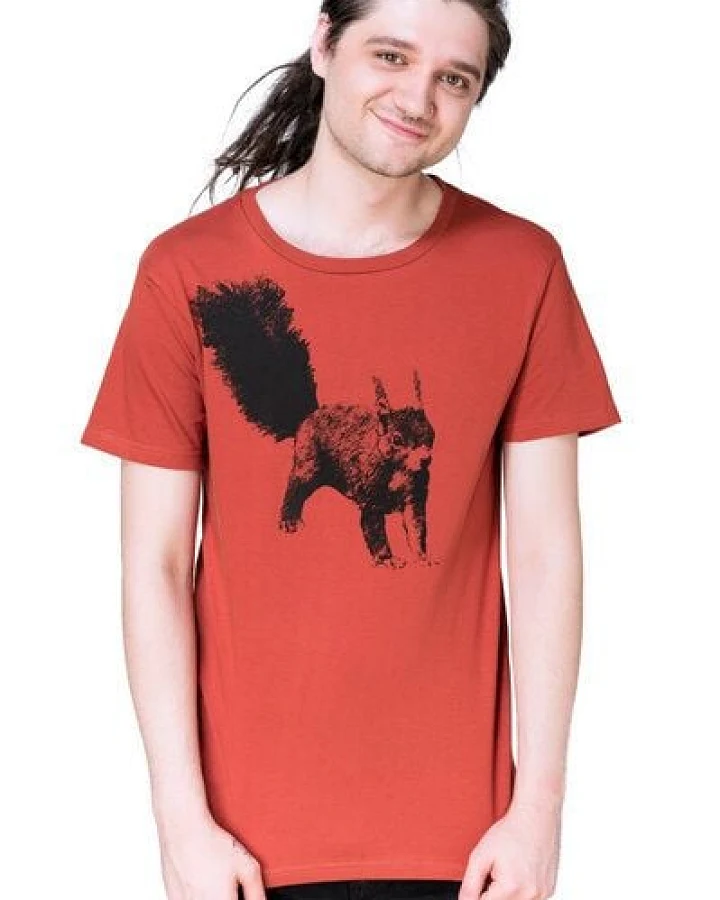 Hirschkind Bio- & Fair-Trade-Männershirt "Eichhörnchen" rostrot