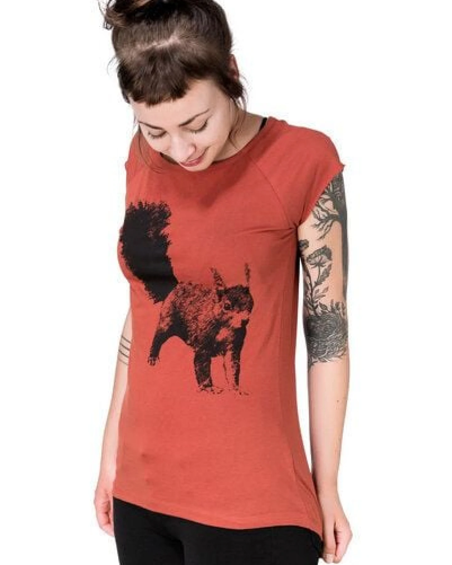 Hirschkind Bio-& Fair-Trade-Frauenshirt "Eichhörnchen" rostot – Ansicht 2