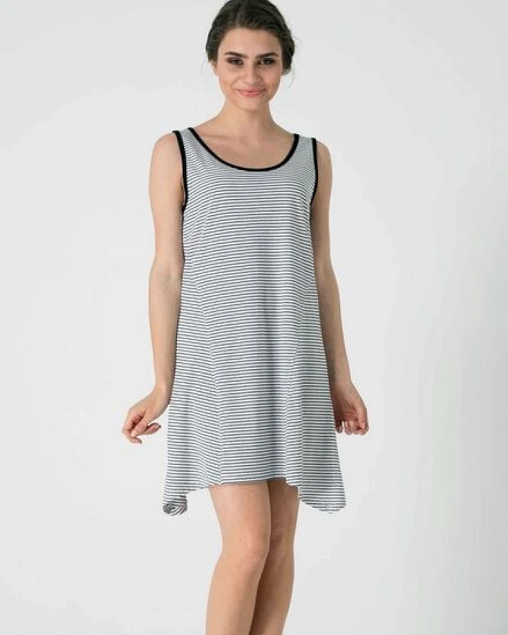 ORGANICATION Ärmelloses Gestreiftes Jersey-Kleid aus Bio-Baumwolle