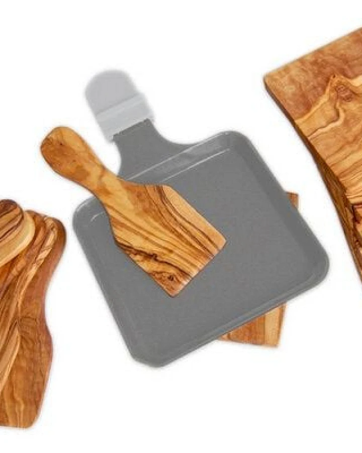 Olivenholz erleben 6er Set Raclette-Schieber inkl. 6 Untersetzer