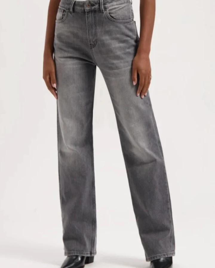 Kuyichi Damen vegan Jeans Izabella Straight Verblasst Grau