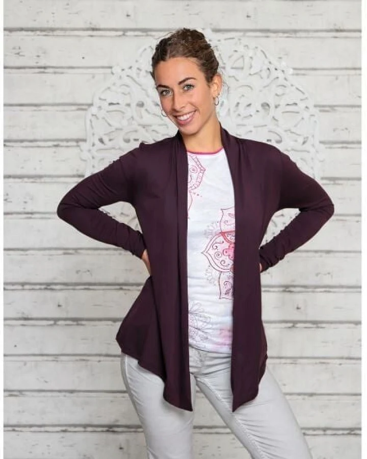 The Spirit of OM Jersey Cardigan Chakra Aubergine
