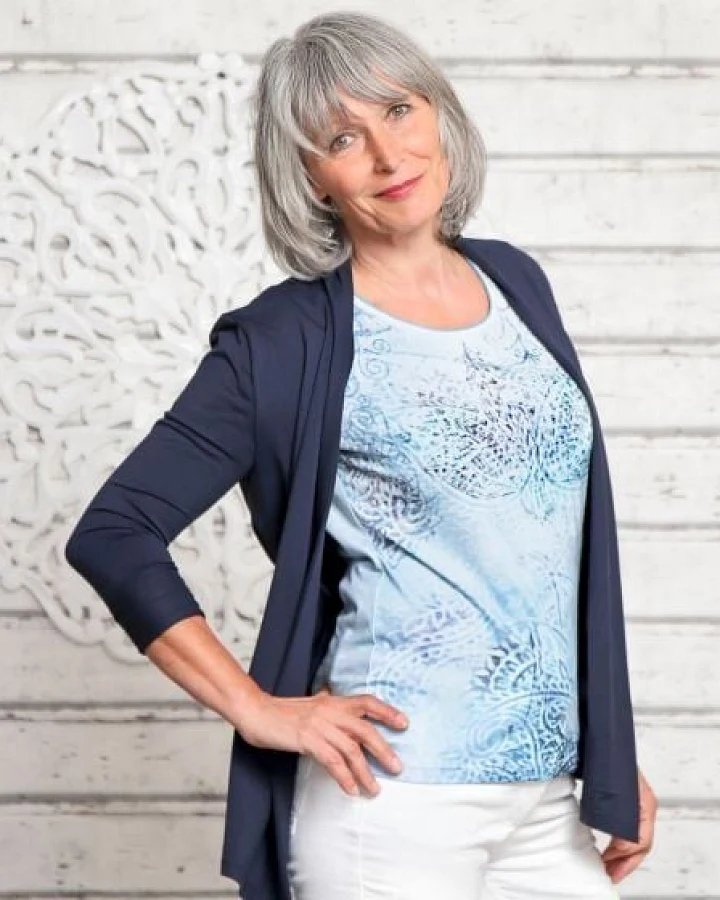 The Spirit of OM Jersey Cardigan Chakra blau