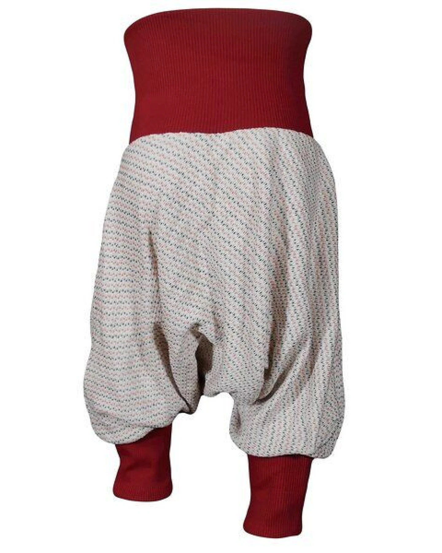 liebewicht leichte Pumphose weiß rot blau gemustert aus Biobaumwoll Sweat – Ansicht 2
