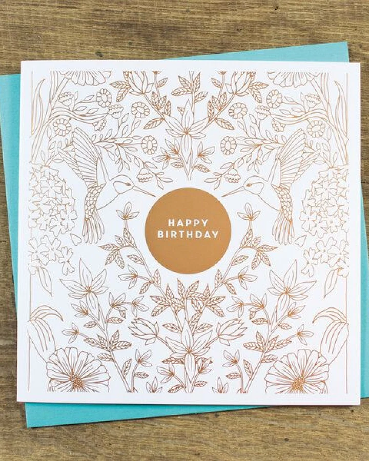 Bow & Hummingbird Grußkarte Happy Birthday