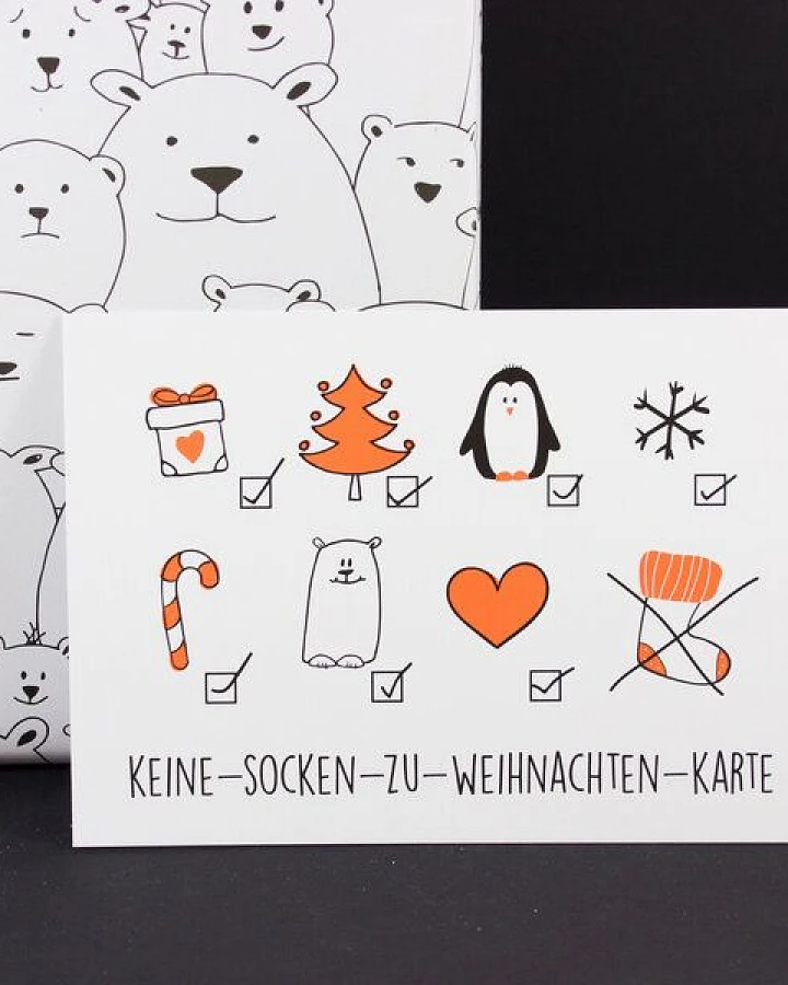 Bow & Hummingbird Postkarte "Keine-Socken-Karte"