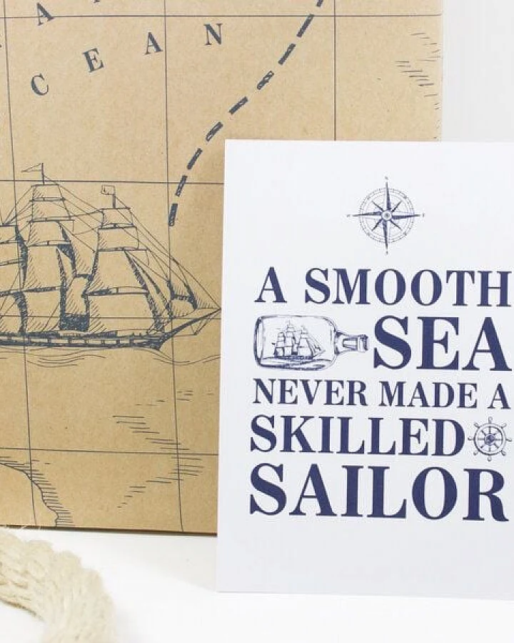 Bow & Hummingbird Postkarte "A smooth sea"