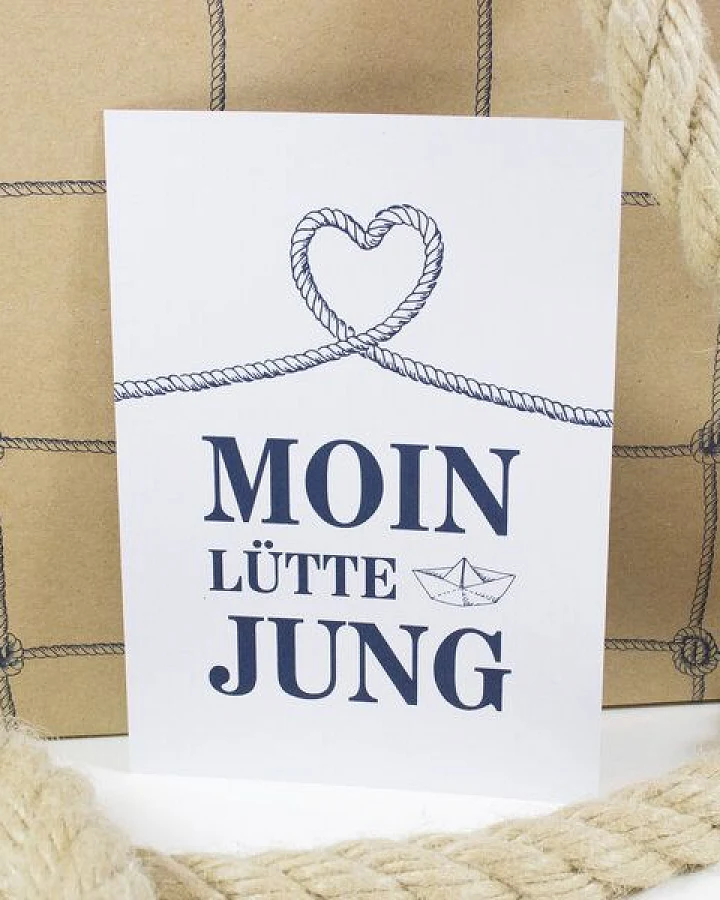 Bow & Hummingbird Postkarte "Moin lütte Jung"