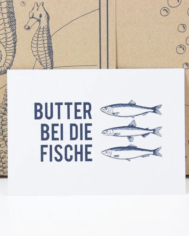 Bow & Hummingbird Postkarte "Butter bei die Fische"