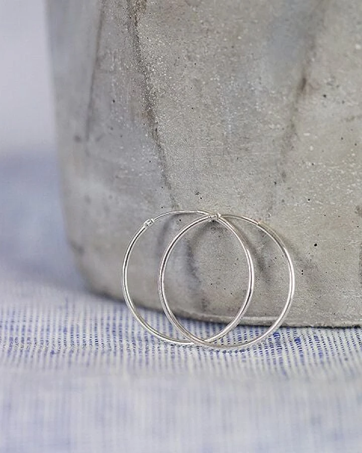 pikfine Silber Creolen // 32 mm