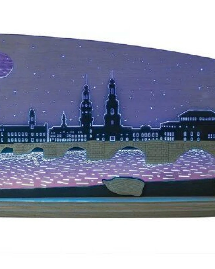 Weigla® Holzkunst Die Motivleuchte „Dresden bei Nacht“ 3 D Effect