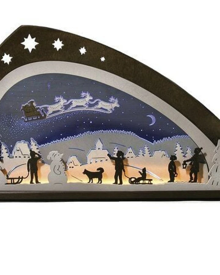Weigla® Holzkunst Moderner LED- Schwibbogen "Santa Claus" wunderschön