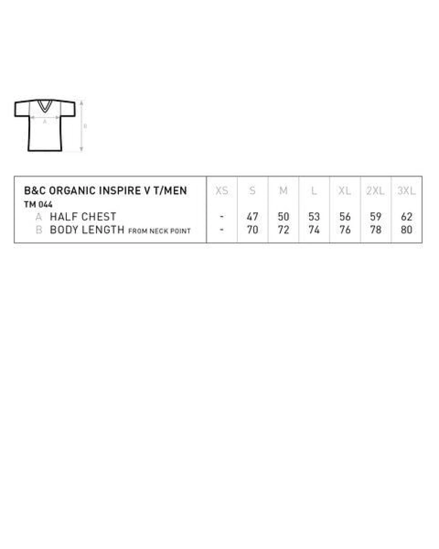 B&C Collection Inspire T-Shirt Herren V-Ausschnitt 140 gr /m² bis Größe 3XL – Ansicht 3