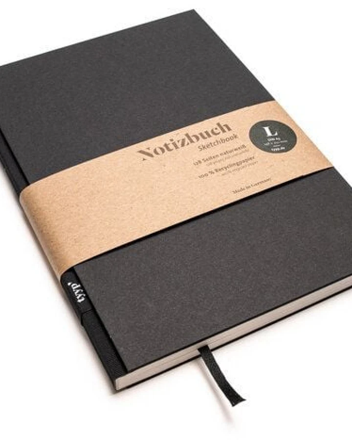 tyyp Notizbuch A5 schwarz – 100% Recyclingpapier – handmade in Germany – BerlinBook