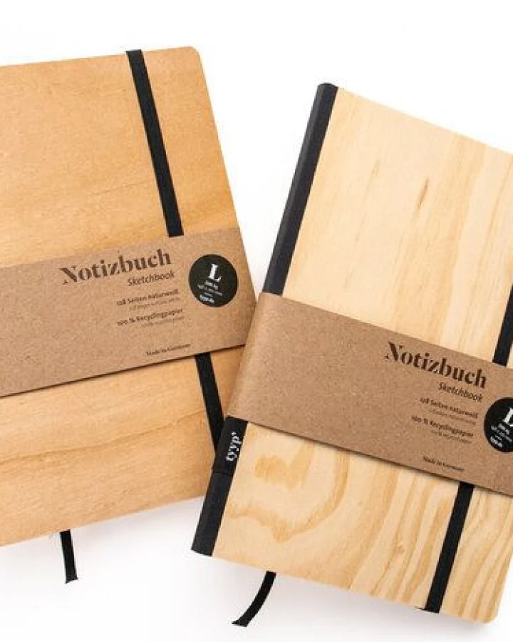 tyyp Notizbuch A5 Holz – 100% Recyclingpapier – FSC – handmade