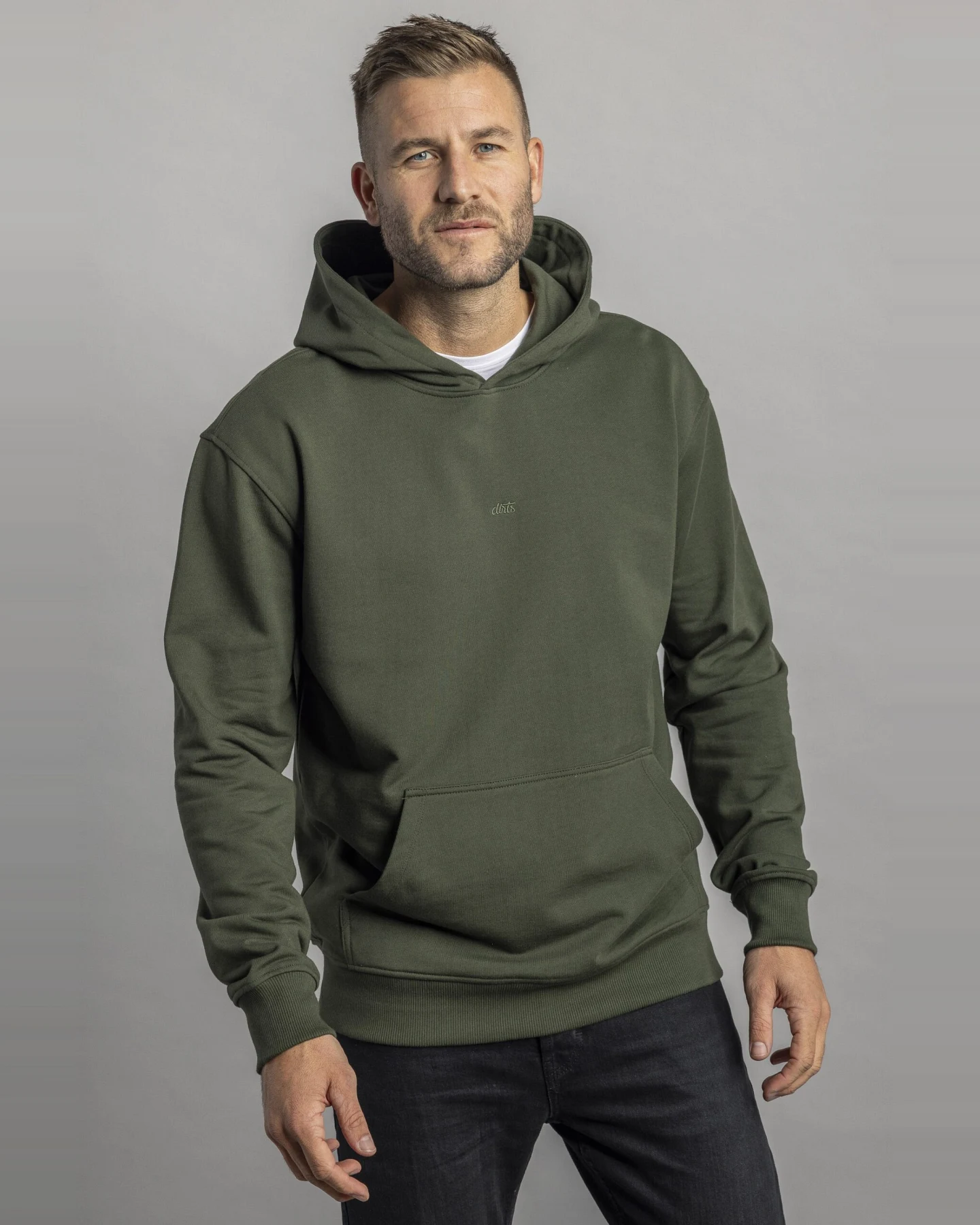 DIRTS Herren vegan Hoodie Classic Moosgrün – Ansicht 2