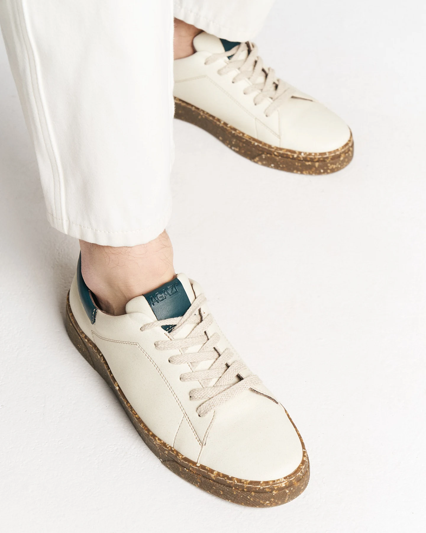 AGAZI Herren vegan Sneaker Jacob Beige + Grün – Ansicht 2