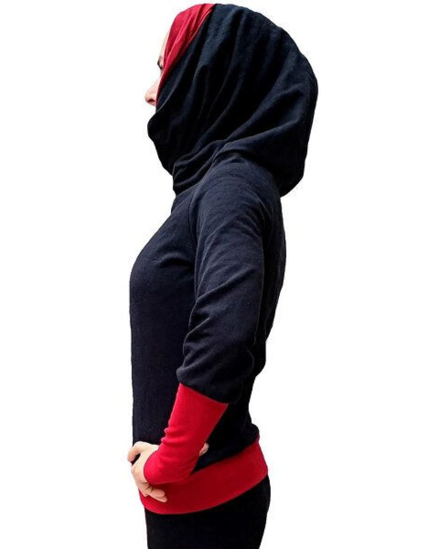 liebewicht Kapuzenpullover KapOn schwarz/rot 2 Längen nach Wahl – Ansicht 2