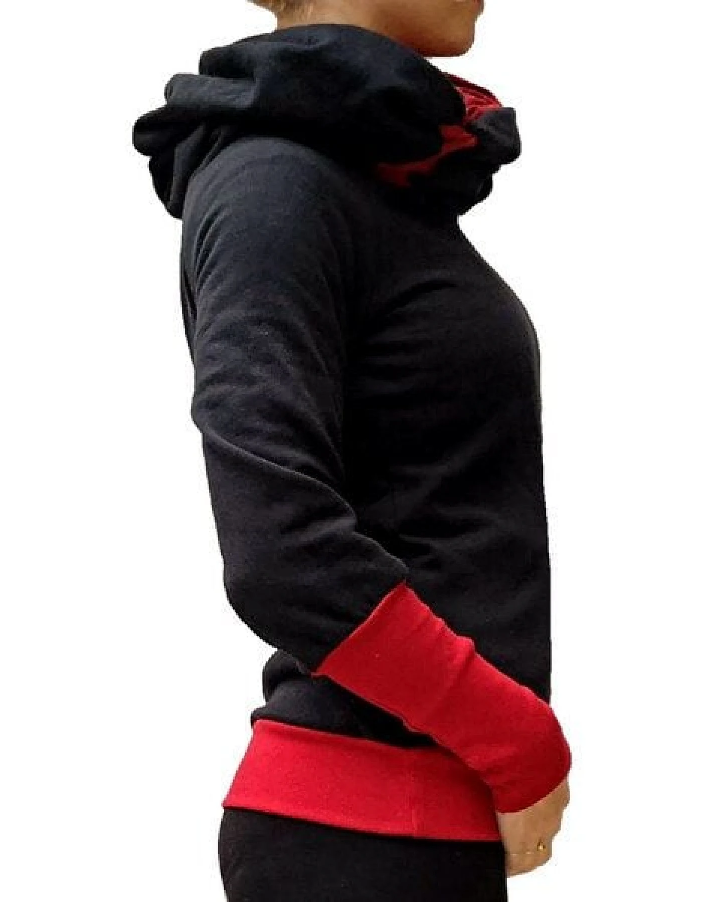 liebewicht Kapuzenpullover KapOn schwarz/rot 2 Längen nach Wahl – Ansicht 3