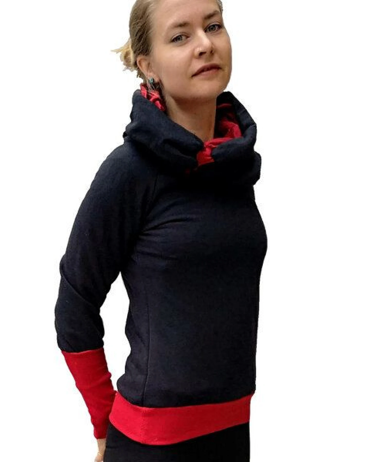 liebewicht Kapuzenpullover KapOn schwarz/rot 2 Längen nach Wahl – Ansicht 4