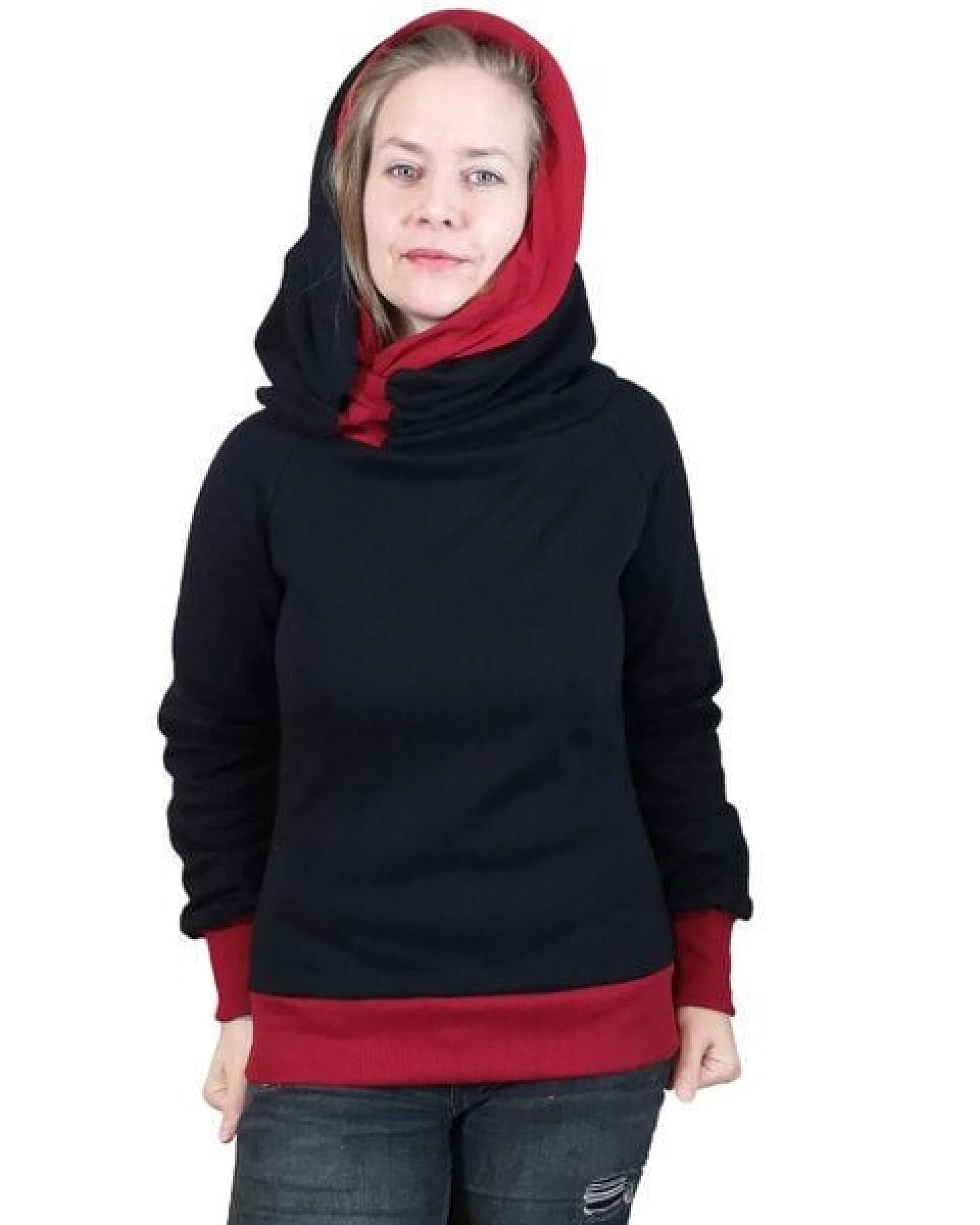 liebewicht Kapuzenpullover KapOn schwarz/rot 2 Längen nach Wahl – Ansicht 4