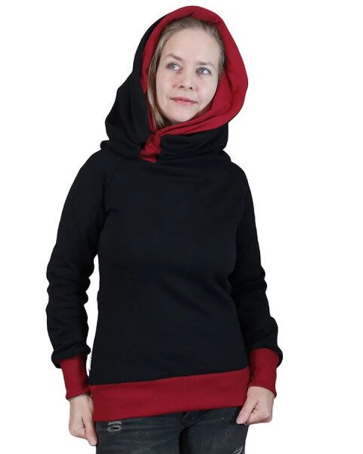 liebewicht Kapuzenpullover KapOn schwarz/rot 2 Längen nach Wahl