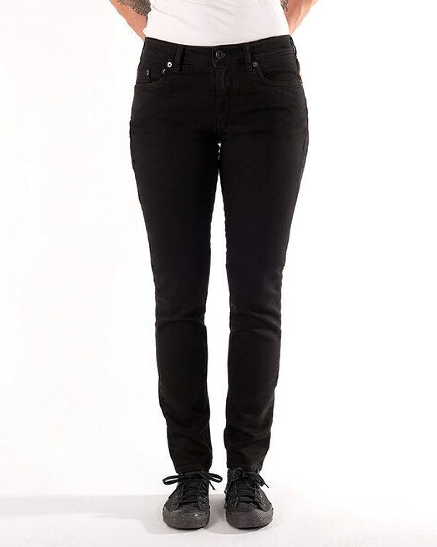 fairjeans schwarze Jeans SLIMMY BLACK, schmales Bein, mittelhoher Bund, Bio-Baumwolle – Ansicht 2