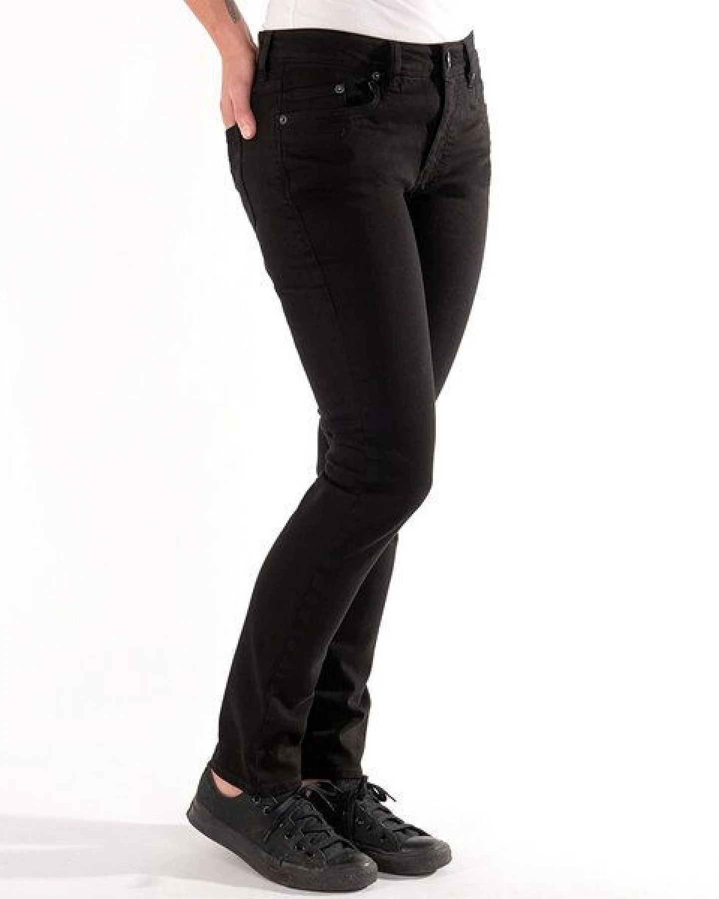 fairjeans schwarze Jeans SLIMMY BLACK, schmales Bein, mittelhoher Bund, Bio-Baumwolle – Ansicht 3