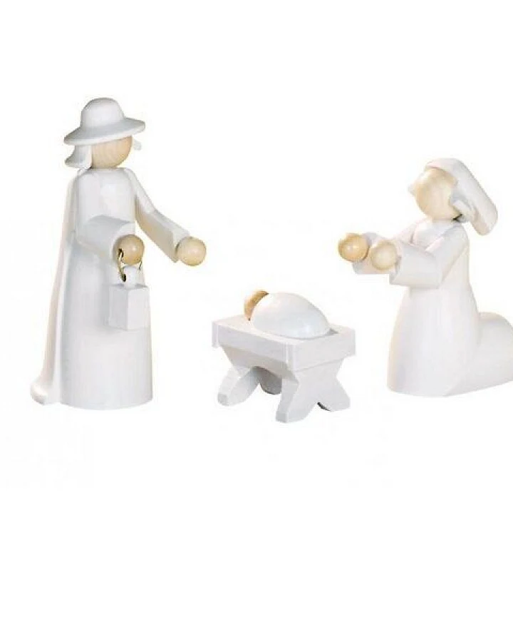 KWO Olbernhau Moderne Figuren "Heilige Familie, 3-tlg." weiß