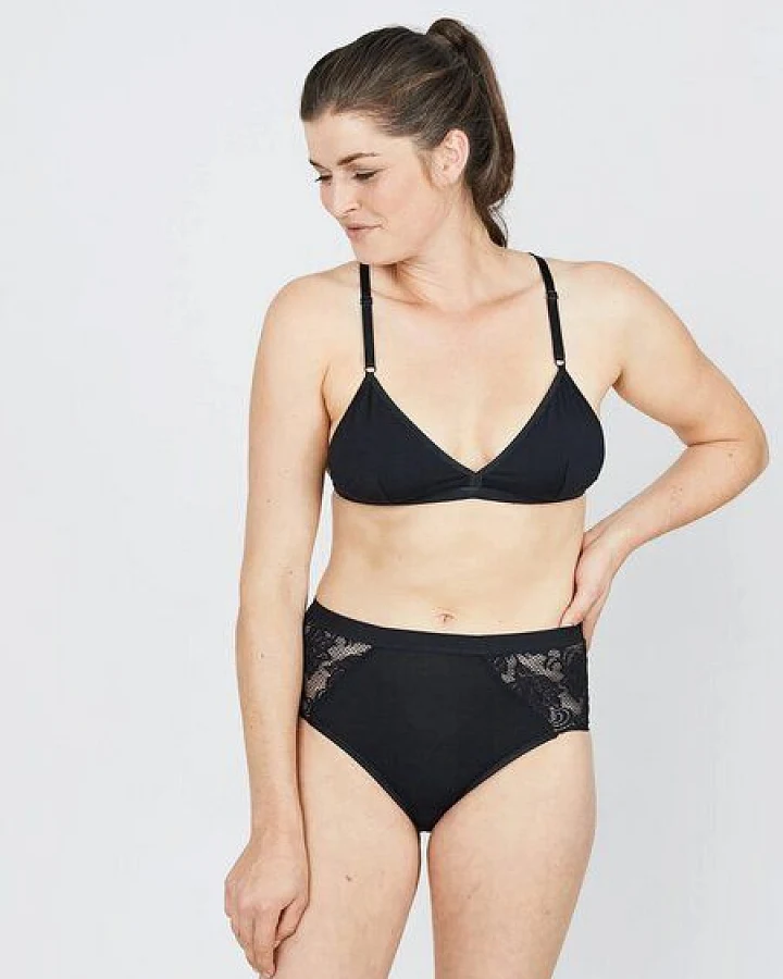 erlich textil Mathilda bügelloses Bustier mit Spitze und weichem Modal, made in Europe