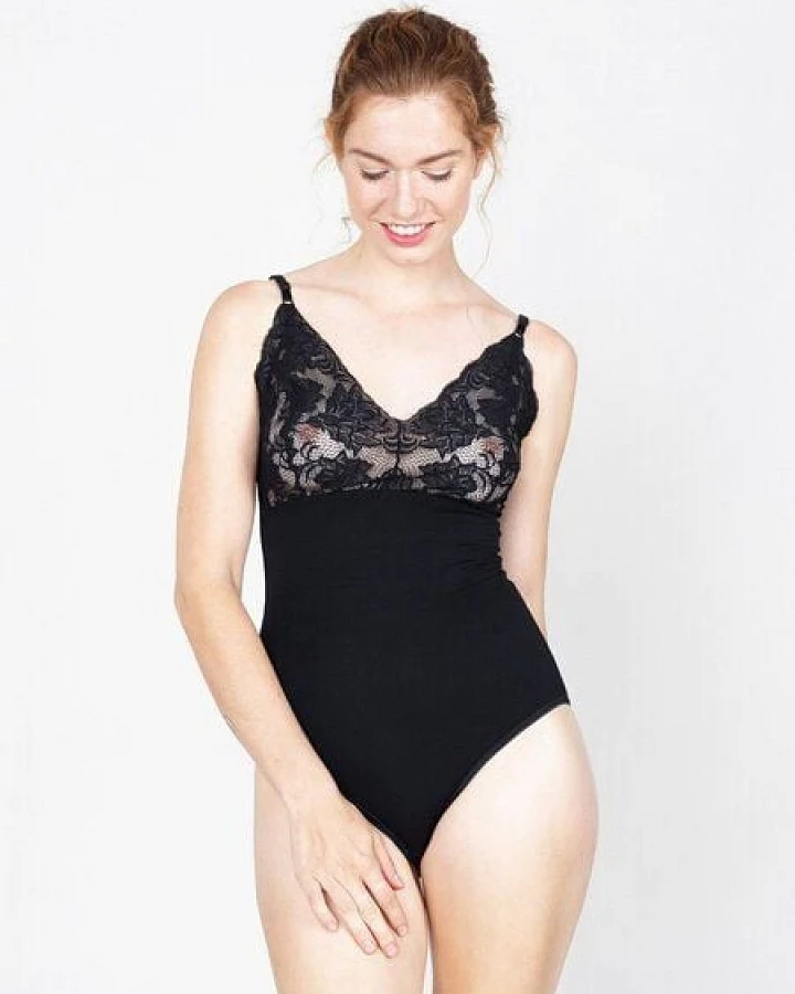 erlich textil Helena Body mit Spitze aus weichem Modal, made in Europe