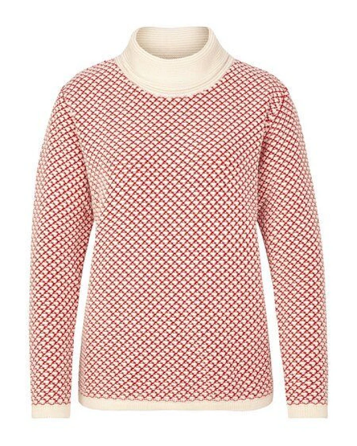 "Green Life" Struktur-Pullover rot/natur
