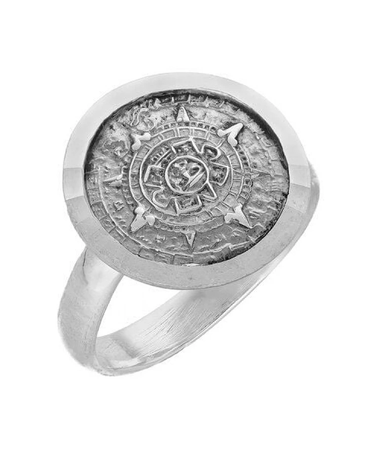 pakilia Silber Ring Aztekenkalender Fair-Trade und handmade