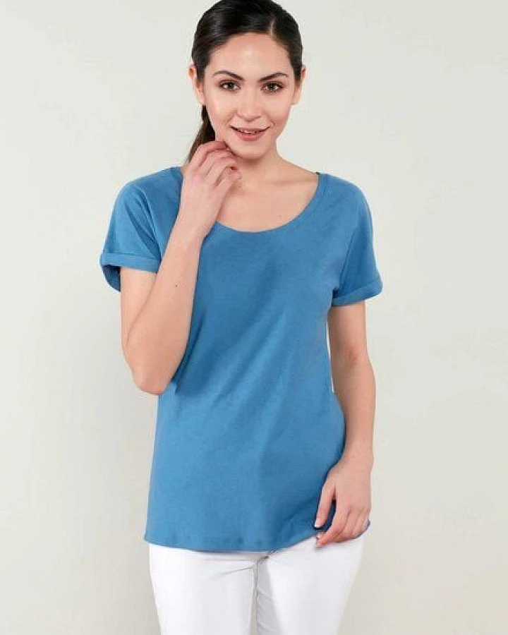 ORGANICATION Jersey Jacquard Top mit Bindeband im Nacken