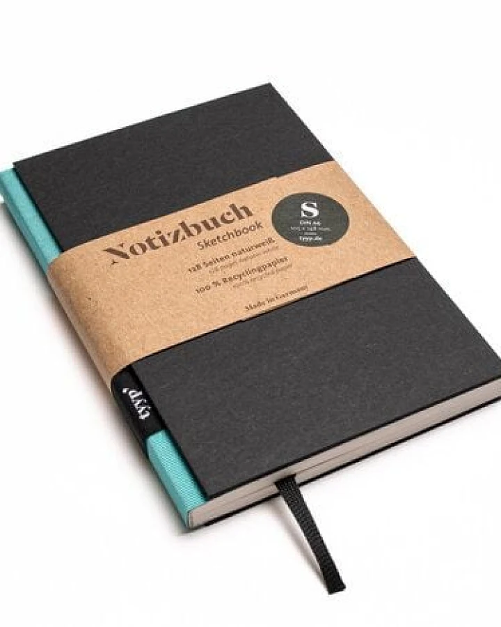Notizbuch A6 schwarz - perforiert - 100% Recyclingpapier - BerlinBook by tyyp