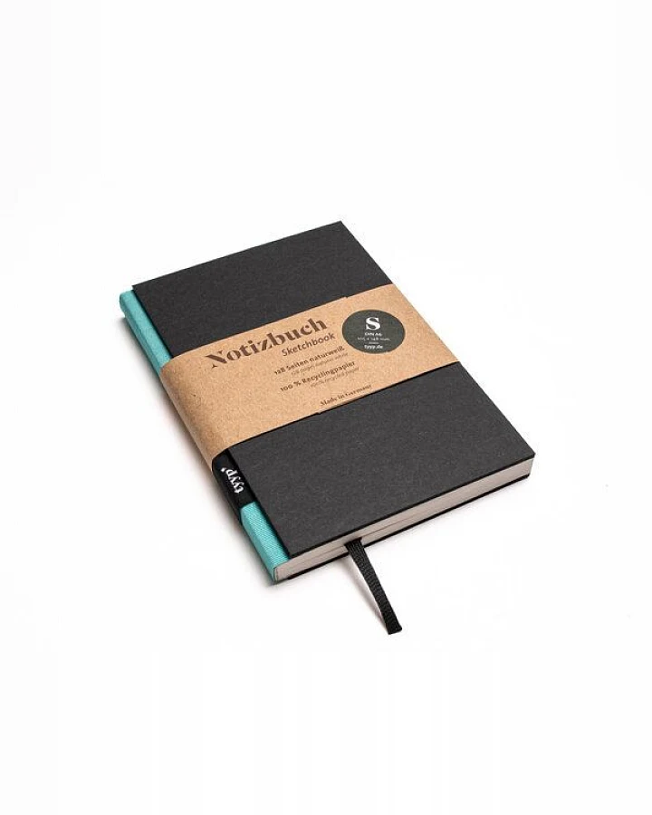 Notizbuch A6 schwarz - perforiert - 100% Recyclingpapier - BerlinBook by tyyp