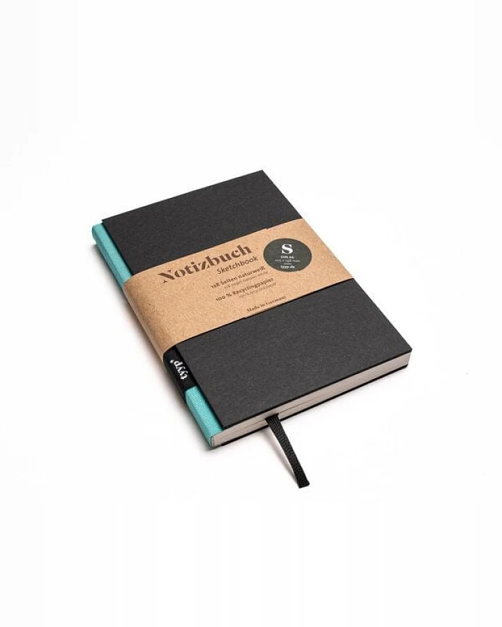 Notizbuch A6 schwarz - perforiert - 100% Recyclingpapier - BerlinBook by tyyp