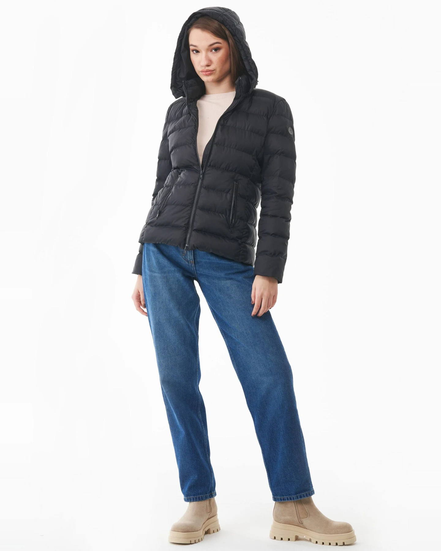 ORGANICATION Damen vegan Pufferjacke Schwarz – Ansicht 2
