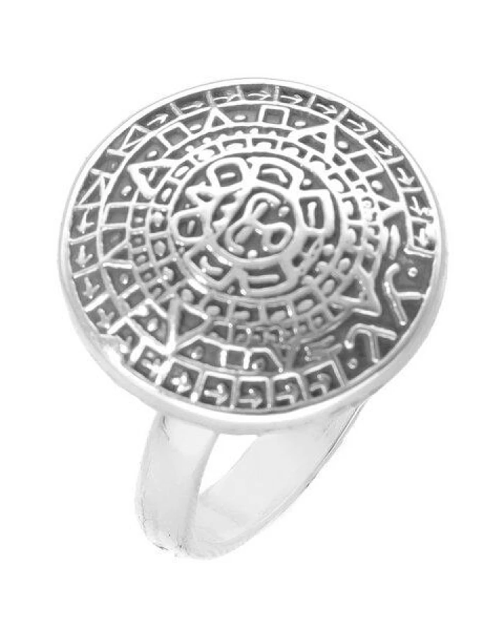 pakilia Silber Ring Aztekenkalender Fair-Trade und handmade