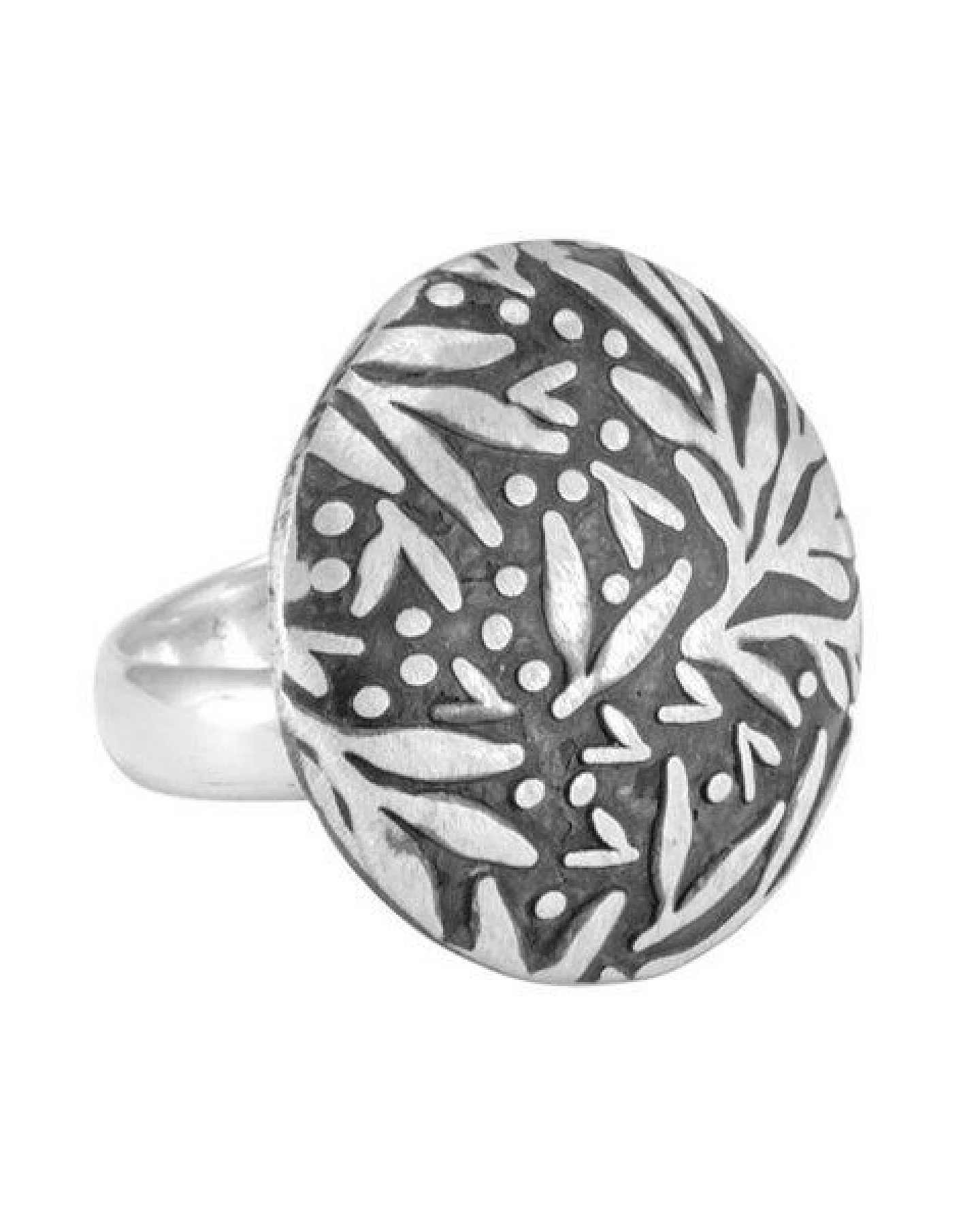 pakilia Silber Ring Blättermuster Fair-Trade und handmade – Ansicht 3
