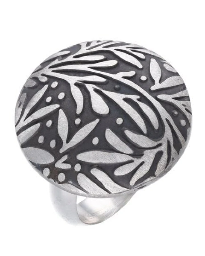 pakilia Silber Ring Blättermuster Fair-Trade und handmade