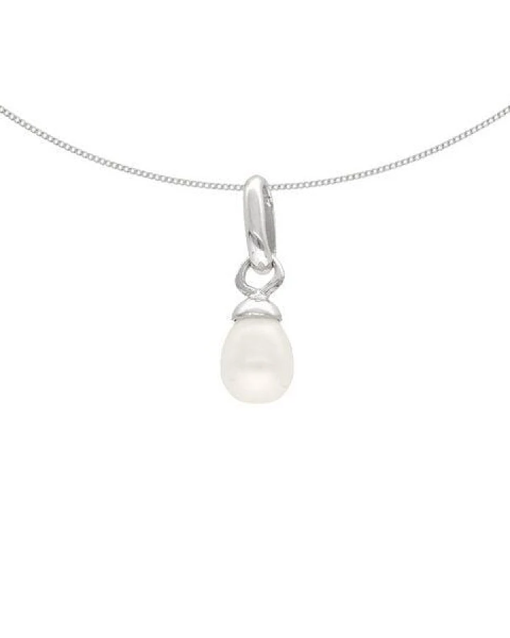 pakilia Silber Kette Tropf förmige Perle Fair-Trade und handmade