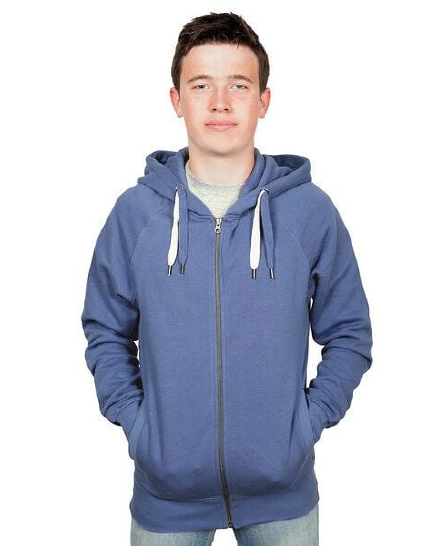 HANDGEDRUCKT "Origamipiste" Unisex Zip Hoody reine Baumwolle (kbA) – Ansicht 4