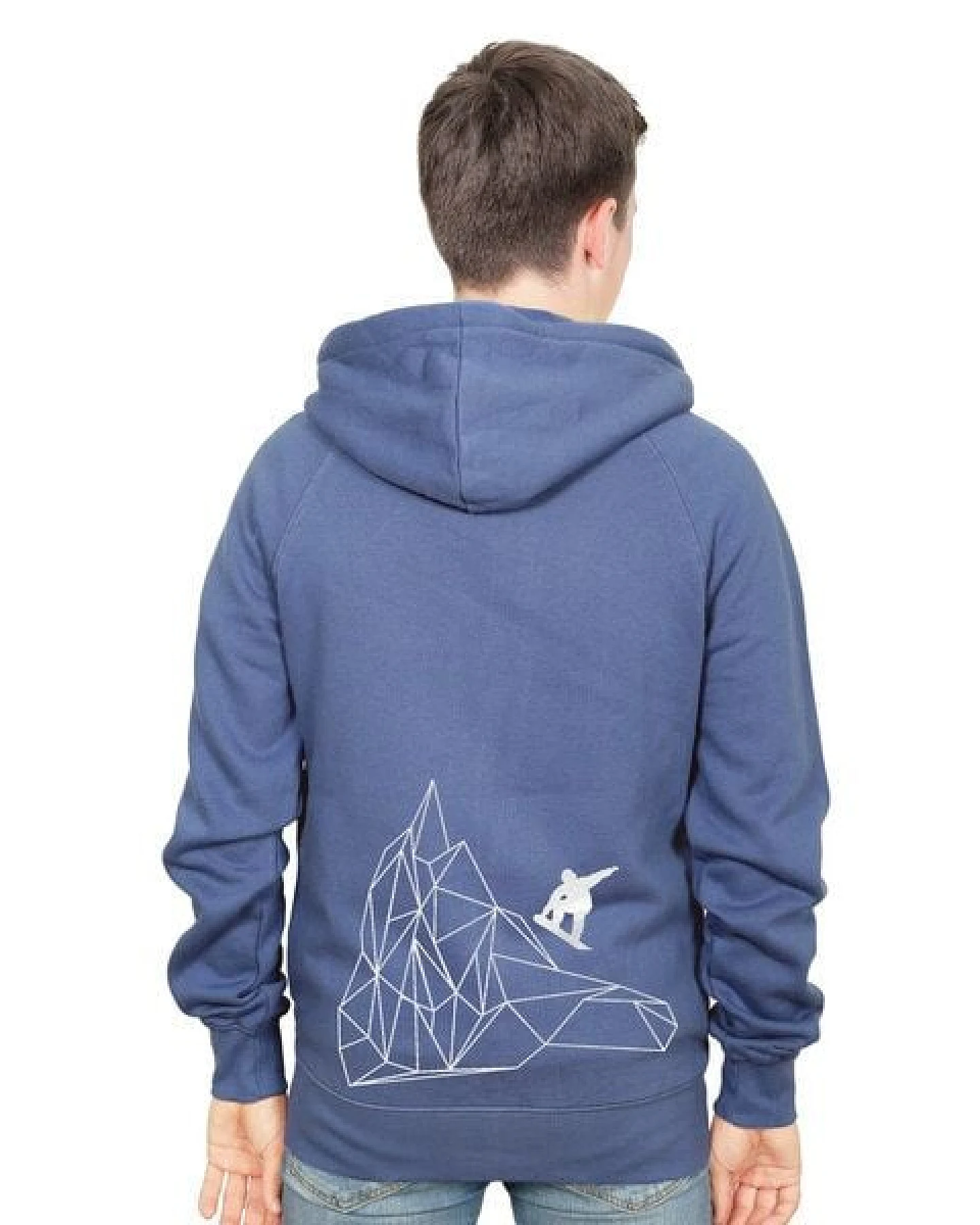 HANDGEDRUCKT "Origamipiste" Unisex Zip Hoody reine Baumwolle (kbA) – Ansicht 3