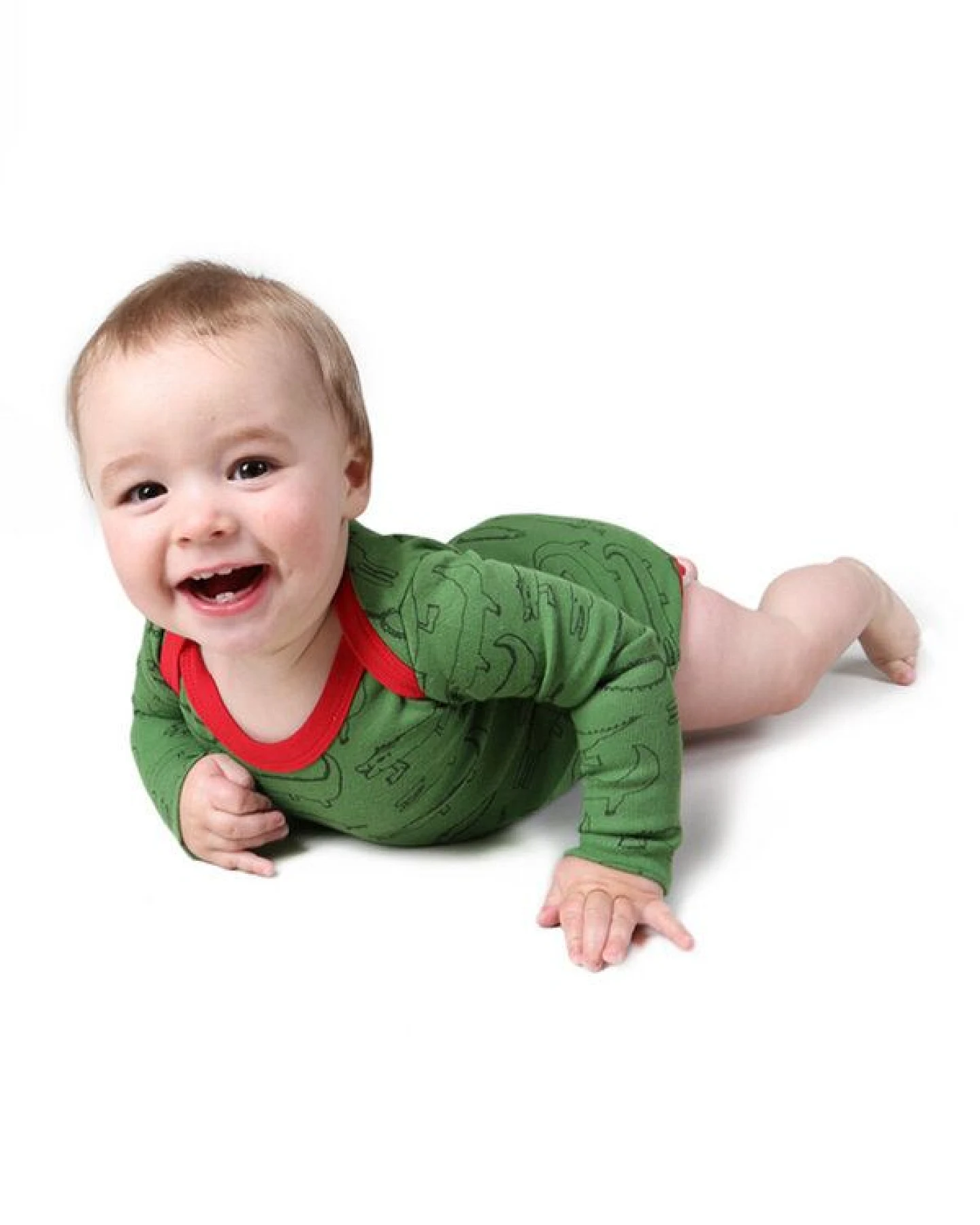 Kipepeo-Clothing Langarmbody Baby Body aus Bio-Baumwolle „Crocodiles“ grün – Ansicht 2