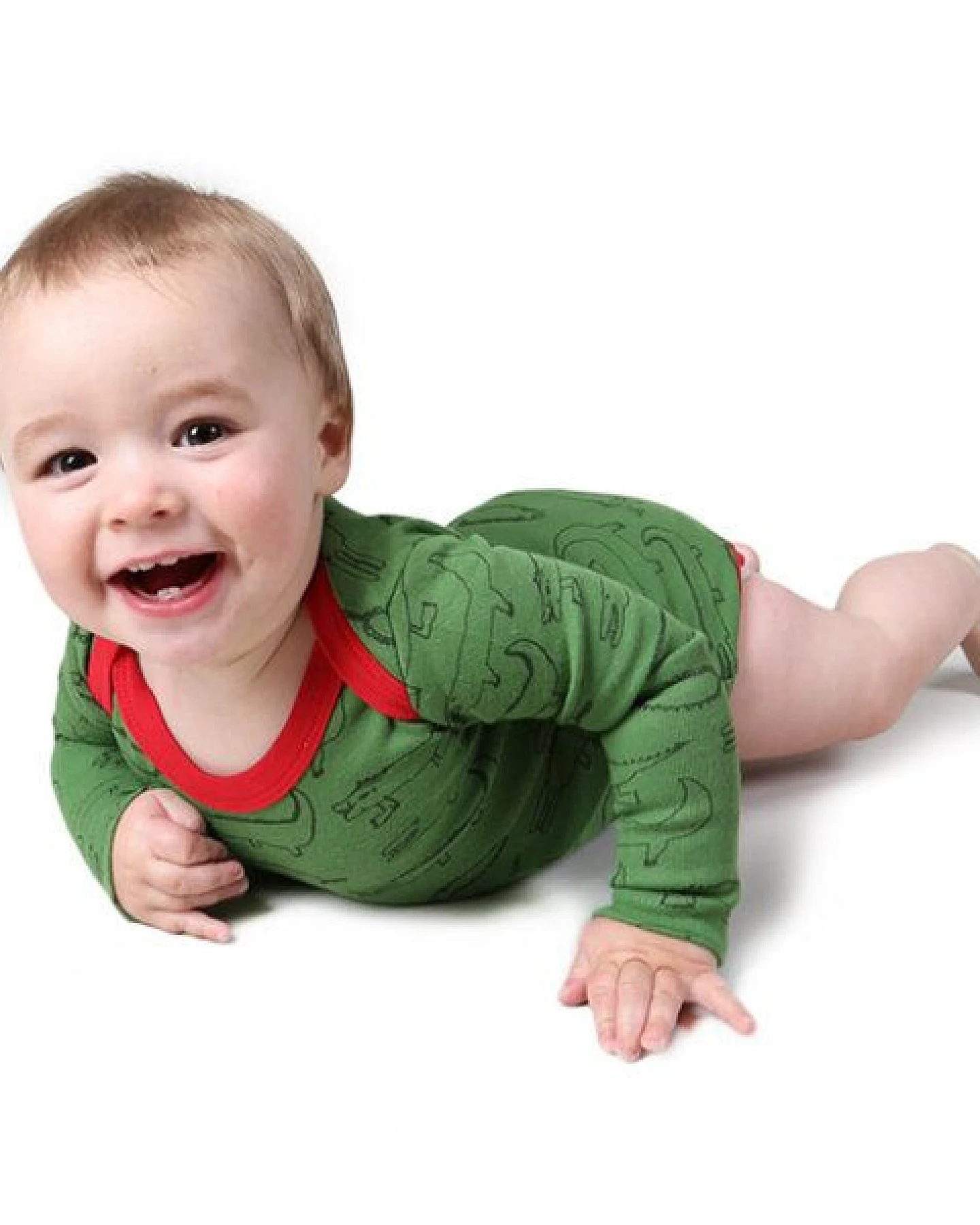 Kipepeo-Clothing Langarmbody Baby Body aus Bio-Baumwolle „Crocodiles“ grün – Ansicht 2