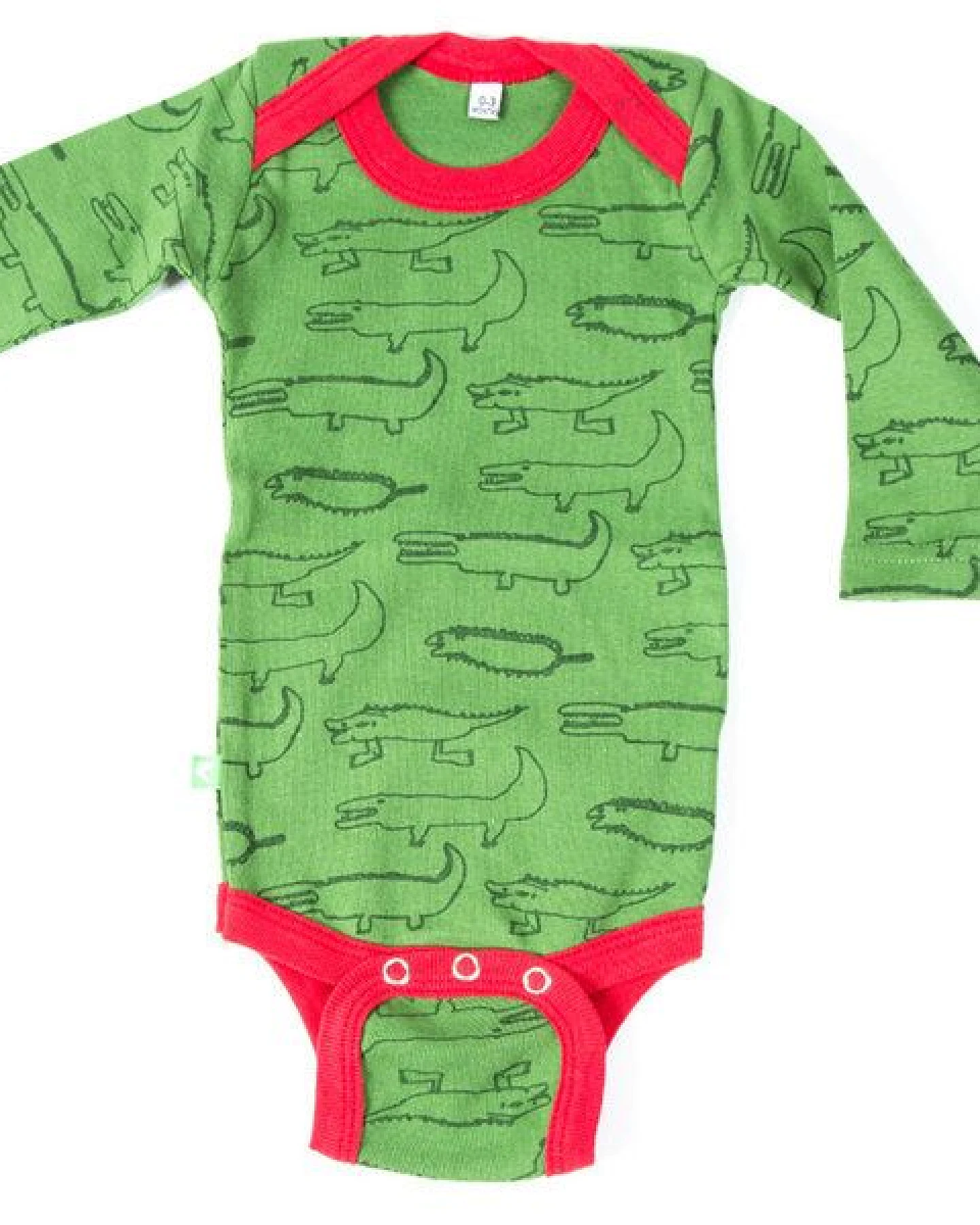 Kipepeo-Clothing Langarmbody Baby Body aus Bio-Baumwolle „Crocodiles“ grün – Ansicht 3