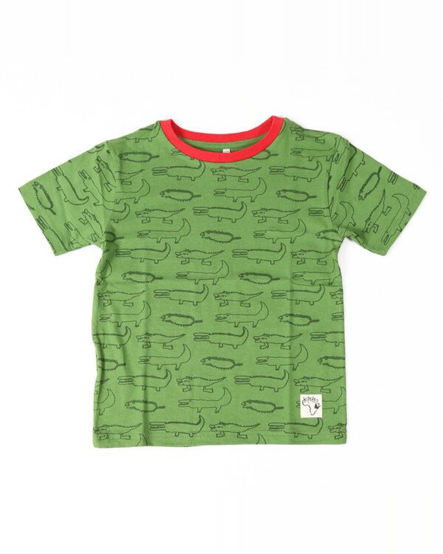 Kipepeo-Clothing Kinder T-Shirt mit Print aus Bio-Baumwolle CROCODILES grün – Ansicht 2